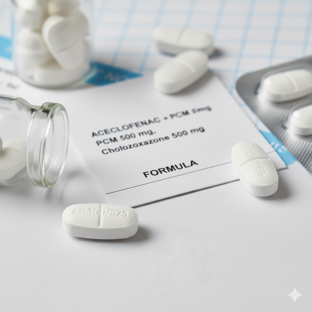 Aceclofenac 100 mg + Paracetamol (PCM) 500 mg + Chlorzoxazone 500 mg